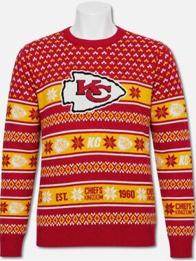 FOCO NFL Kansas City Chiefs Busy Block Ugly Sweater - NWT Mens XL - #50016-P1